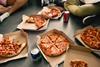 takeaway pizza and soft drinks