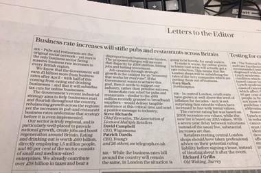 ALMR letter on business rates