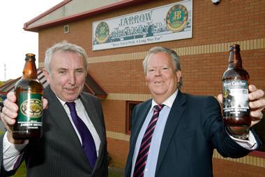Founder of Jarrow Brewery, Jess McConnell, with new chairman, Tim Cottier