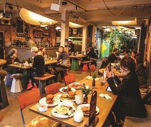 Customers eating out in restaurant