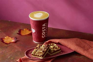Costa Nuts about Maple Slice_Costa Express Maple Hazel Latte_Autumn 2024_Costa Coffee