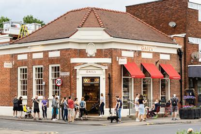 Outside a busy Gail's bakery in London