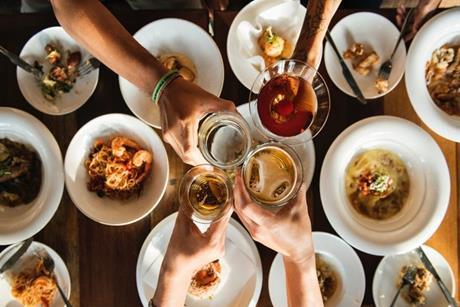 drinking eating dinner