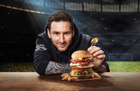 Lionel Messi with Messi Burger