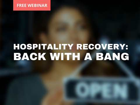 Image of a girl with a drink, promoting a webinar about hospitality